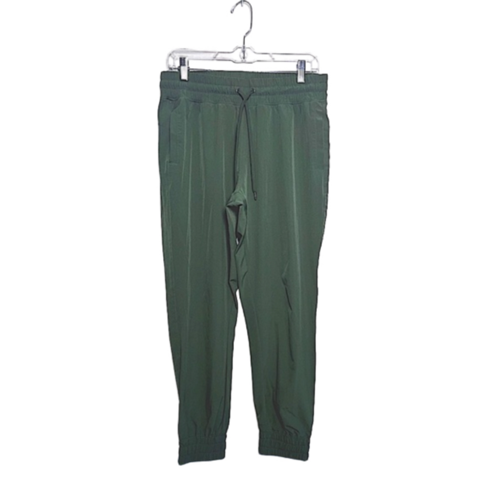 Tek Gear Womens Drawstring Mid Rise Woven Jogger Pants Size M Olive Green